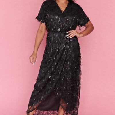 Dresses Lorraine Designs  | Glamour Black Sequins Party Dress