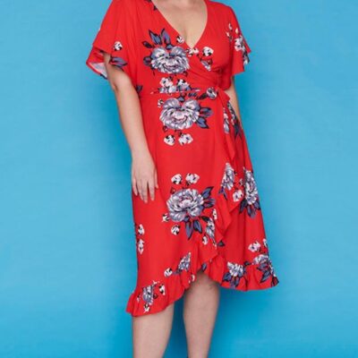 Dresses Little Party Dress  | Cassandra Red Floral Wrap Dress