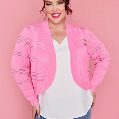 Knits & Cardigans Layo  | Sumita Crystal Pink Cardi