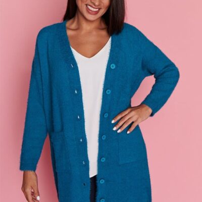 Knits & Cardigans Lorraine Designs  | Fuzzy Harbour Blue Long Cardi