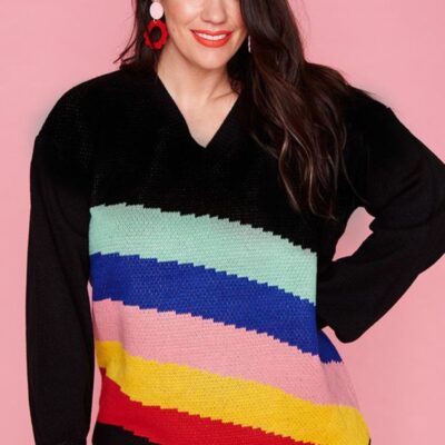 Knits & Cardigans Lorraine Designs  | Sonic Black Rainbow Knit