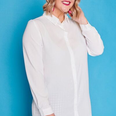 Tops Lorraine Designs  | Asher White Longline Shirt