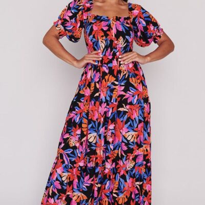 Dresses Lorraine Designs  | Coco Tropical Crush Shirred Bodice Dress