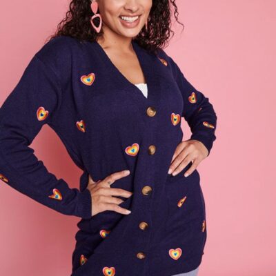 Knits & Cardigans Lorraine Designs  | Angela Navy Heart Cardi