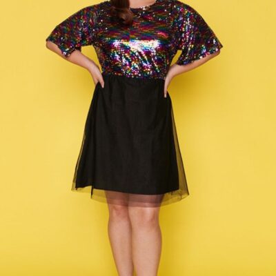 Dresses Lorraine Designs  | Faith Black Rainbow Dress