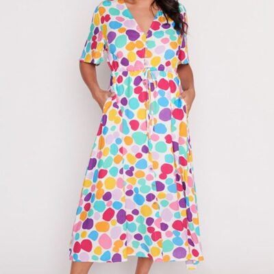 Dresses Lorraine Designs  | Michelle White Rainbow Pebble Dress