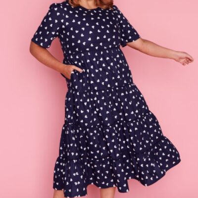 Dresses Lorraine Designs  | Aurelia Navy & White Hearts Maxi Dress