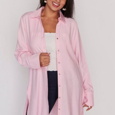 Tops Lorraine Designs  | Darcy Pink Long Shirt