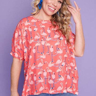 Tops Lorraine Designs  | Serena Funky Flamingo Top