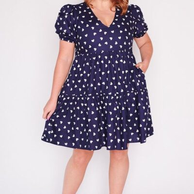 Dresses Lorraine Designs  | Phoebe Navy & White Hearts Dress