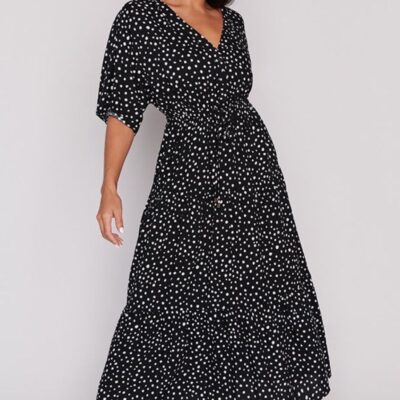 Dresses Lorraine Designs  | Maddie Black Irregular Spot Dress