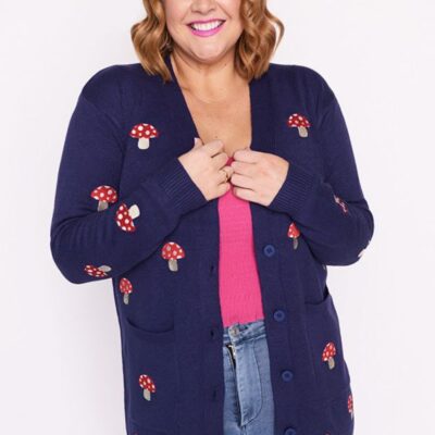 Knits & Cardigans Lorraine Designs  | Angela Navy Mushroom Cardi