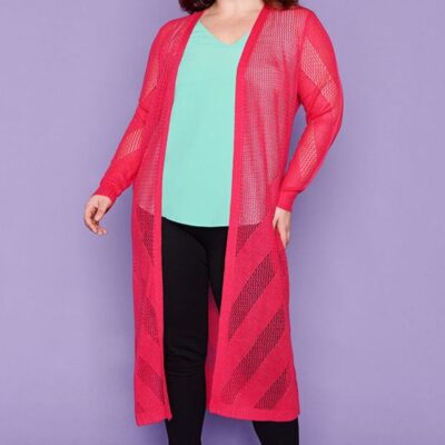 Knits & Cardigans Layo  | Renu Hot Pink Long Cardi