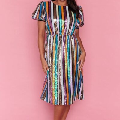 Dresses Lorraine Designs  | Rainbow Stripe Party Dress