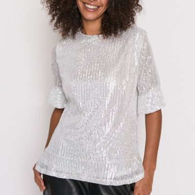 Tops Lorraine Designs  | Joe Silver Sequins Party Top