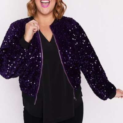 Jackets & Coats Lorraine Designs  | Bling Purple Sequins Jacket