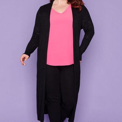 Knits & Cardigans Layo  | Smita Black Long Cardi