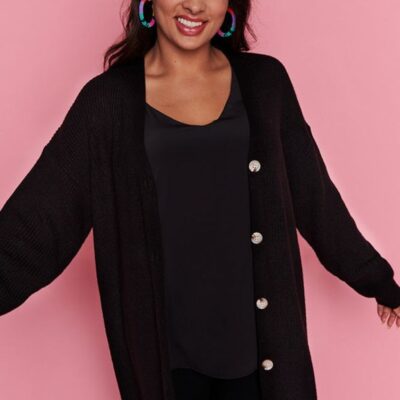 Knits & Cardigans Lorraine Designs  | Hemi Black Longline Cardi