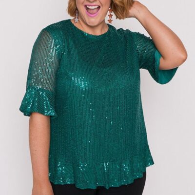 Tops Lorraine Designs  | Joe Emerald Sequins Party Top