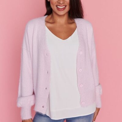 Knits & Cardigans Lorraine Designs  | Fluffy Soft Pink Cardi