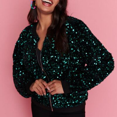 Jackets & Coats Lorraine Designs  | Bling Teal Sequins Jacket