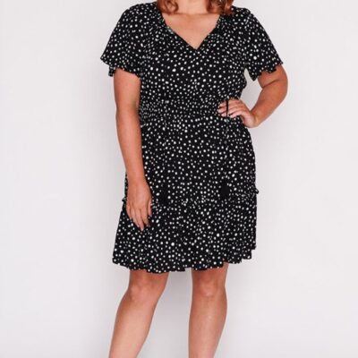 Dresses Lorraine Designs  | Kimberley Black Irregular Spot Dress